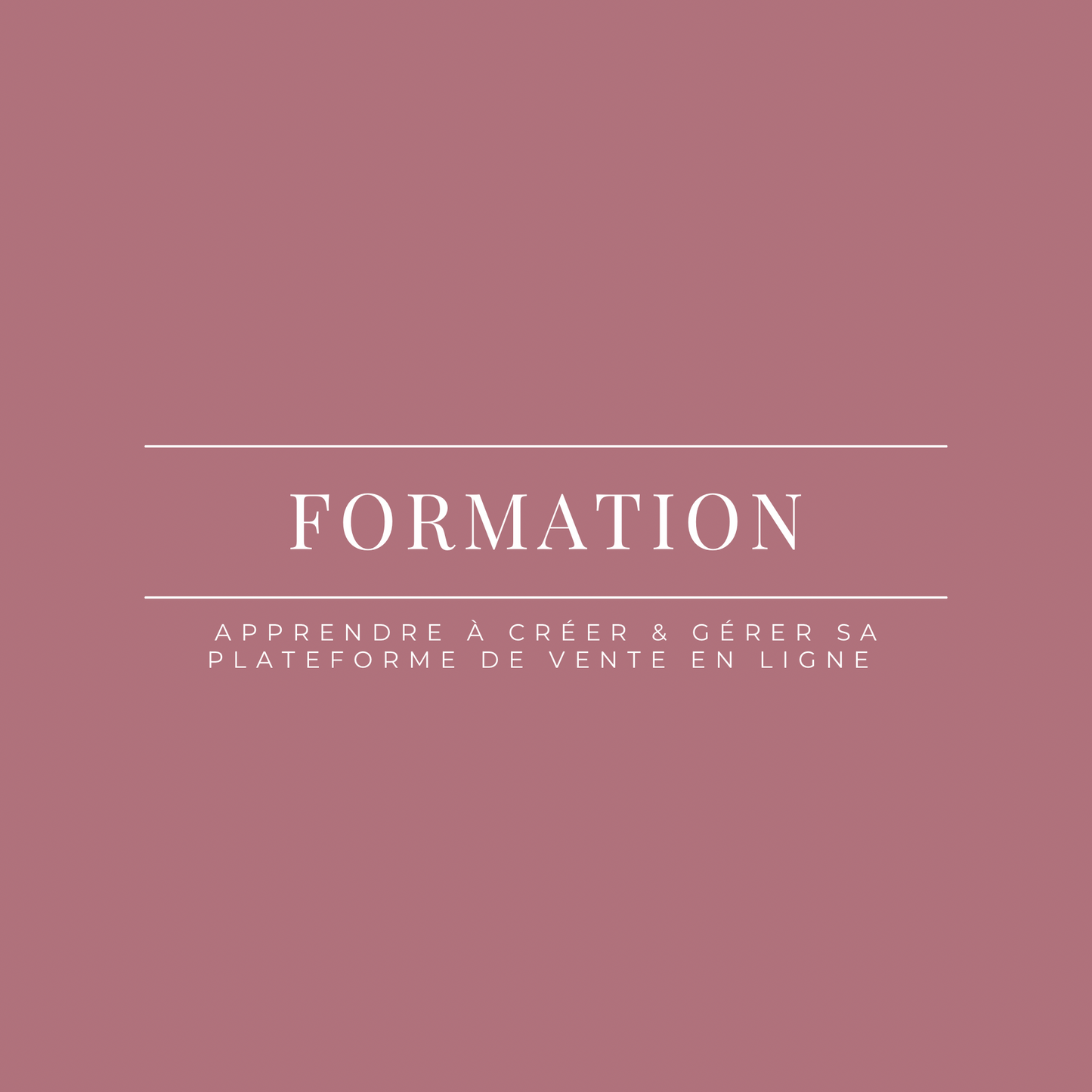 Formation — Apprendre à créer & gérer sa plateforme de vente en ligne